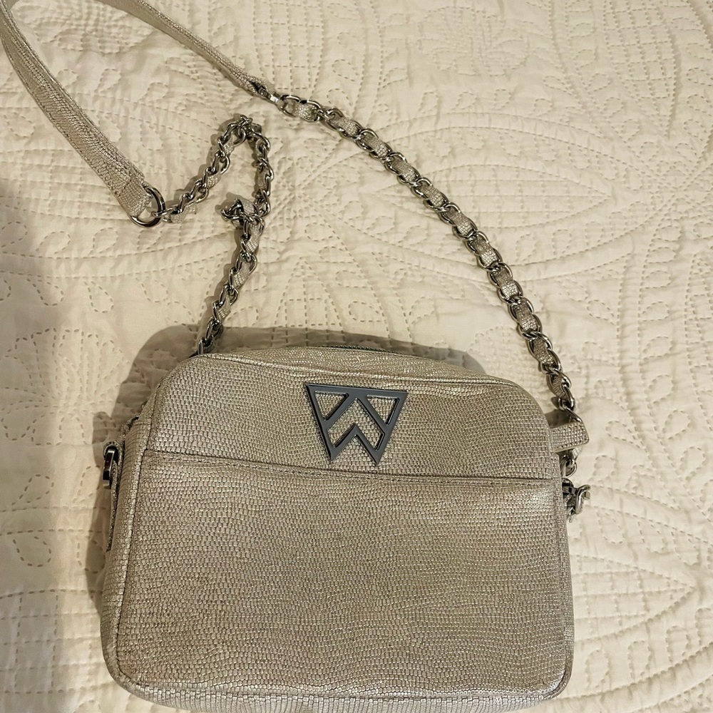 Kelly Wynne purse silver and teal